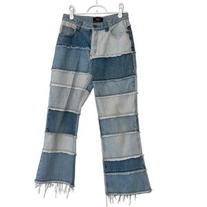 Route 66 Blue Patchwork Flare Jeans girls sz 14 Y2K